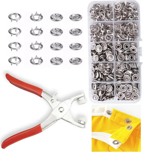 Miniatura 8 de GTAAOY Juego de 100 botones de metal a presión con alicates de cierre, kit de herramientas de prensa perfecto para manualidades, ropa, sombreros