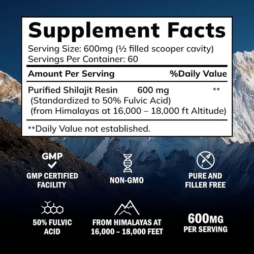 Miniatura 3 de Resina Shilajit pura del Himalaya para hombres y mujeres, 600 mg, suplemento de extracto natural con más de 85 minerales traza y ácido fúlvico
