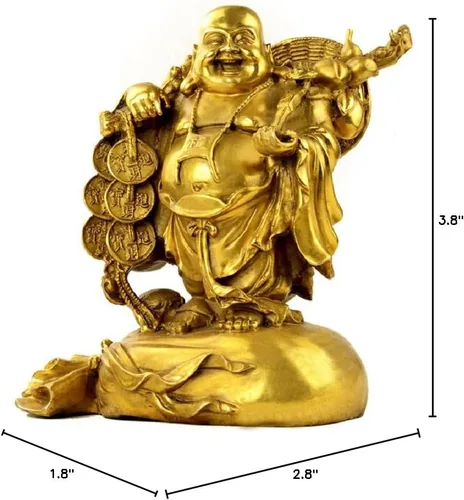 Miniatura 6 de Fengshui - Estatuas de Buda para la suerte y la felicidad, figuras de Buda riendo, esculturas de transporte, bolsa de dinero, estatua del Dios