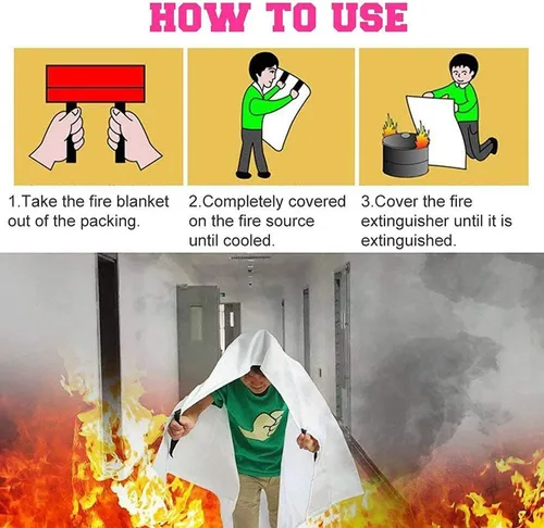 Miniatura 4 de TONYKO Mantas de emergencia contra incendios, protección ignífuga y aislamiento térmico diseñadas para cocina, chimenea, parrilla, automóvil, Blanco