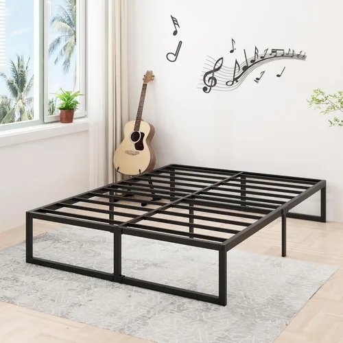 Miniatura 6 de Lutown-Teen - Base de cama de 16 pulgadas California King, sin necesidad de somier, plataforma metálica de alta resistencia para base de colchón