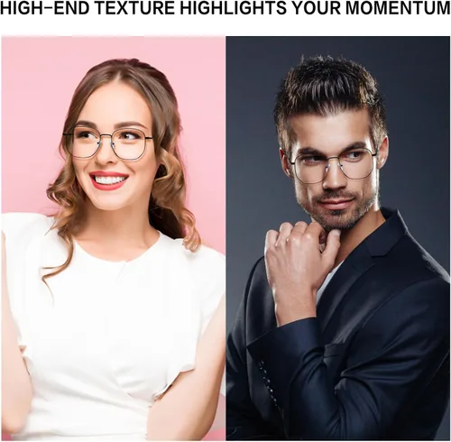 Miniatura 6 de Lentes de lectura de metal elegantes de gran tamaño para mujeres y hombres, marco grande con bloqueo de luz azul, lentes para lectura de computadora