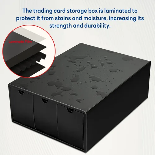 Miniatura 3 de Caja de almacenamiento de tarjetas de intercambio Fageverld, caja de tarjetas de cartón para coleccionistas con 50 divisores para colección de Negro