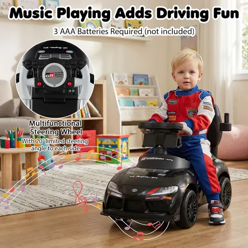 Miniatura 3 de Costzon Coche de empuje para niños pequeños, 3 en 1 Cochecito deslizante para caminar con licencia de Toyota con mango, música, barandilla