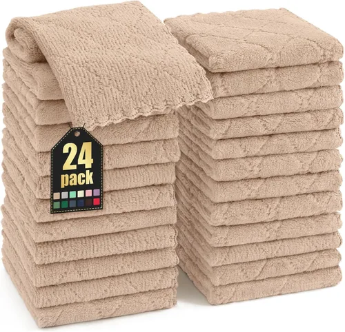 Miniatura 68 de Homaxy - Paquete de 12 trapos de cocina (10 x 10 pulgadas, morado), de terciopelo coral, supersuaves y absorbentes, de secado rápido, paño