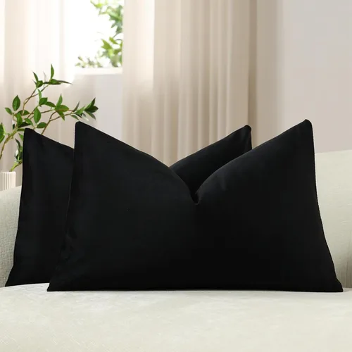 Miniatura 50 de Dezene - 2 fundas decorativas de terciopelo para almohada Hielo de vainilla