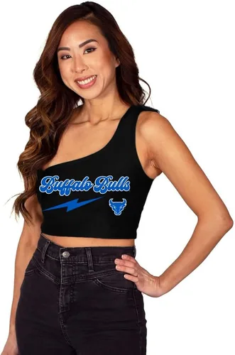 Miniatura 25 de Lojobands Camiseta sin mangas de un hombro para mujer, para portón trasero, talla única Miami University Redhawks - Negro