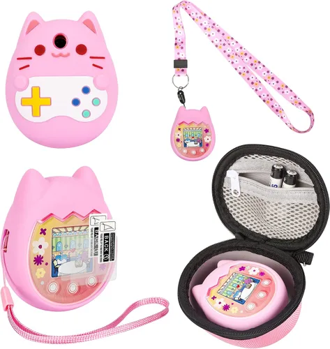 Miniatura 9 de Funda de transporte y funda de silicona compatible con la máquina de juego virtual Tamagotchi Pix para mascotas, (5 en 1) Funda de silicona para Azul