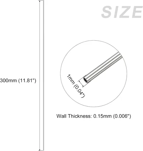 Miniatura 2 de METALLIXITY Tubo de acero inoxidable 304 (0.039 in de diámetro x 0.006 in de alto x 11.811 in de largo), 4 piezas, tubo recto, para muebles