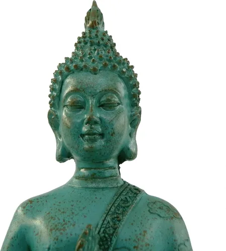 Miniatura 5 de ornerx Estatua de Buda sentado tailandés para decoración del hogar Verdigris 6.7