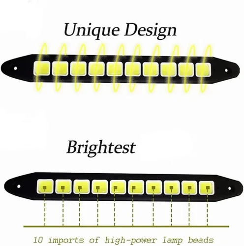 Miniatura 4 de YSY - Tira de luz LED para auto, 2 piezas, flexible, alta potencia, COB, DRL, luces antiniebla, lámpara de conducción, impermeable, blanca, 12V