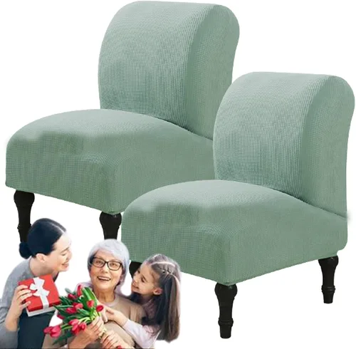 Miniatura 62 de Fundas elásticas para silla sin brazos, extraíbles y lavables, de elastano jacquard sin reposabrazos, protector de muebles para sala de estar, Verde
