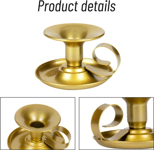 Miniatura 4 de Portavelas – 2 portavelas de hierro retro dorado para centros de mesa para bodas, fiestas, Navidad, decoración de mesa del hogar (dorado, 2 unidades)