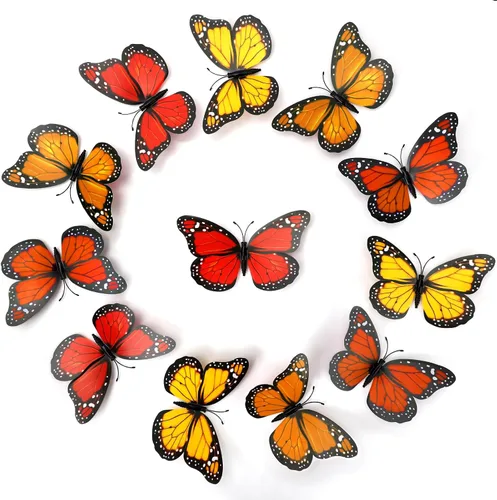 Hommtina 40 piezas de decoraciones de mariposa monarca para manualidades, mariposas falsas de alta calidad, decoración de pared para el hogar, boda,