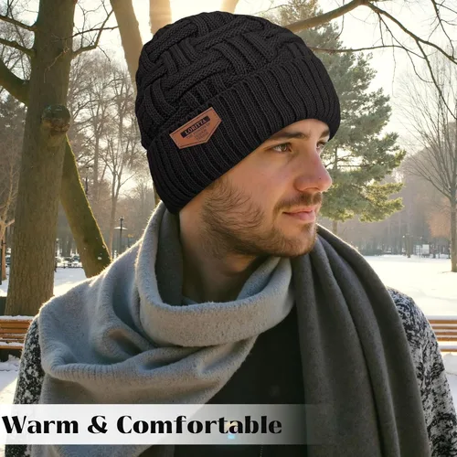 Miniatura 63 de Loritta Gorro de invierno cálido de punto grueso y holgado para hombre