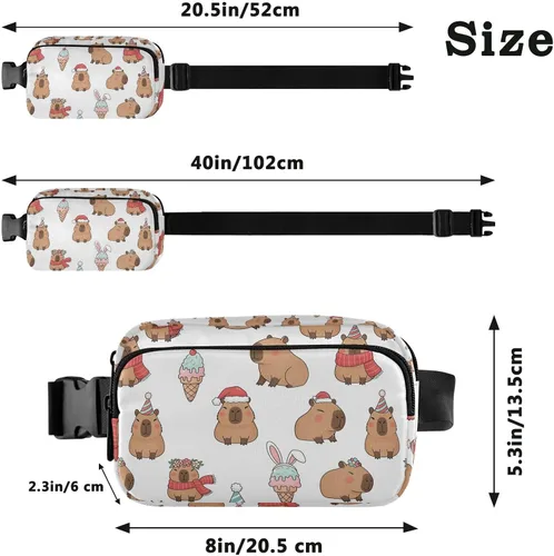 Miniatura 3 de Capybara Christmas White Fanny Packs for Women Men Belt Bag Fashion Waist Packs Crossbody Bag Casual Waist Pouch Bum Bags for Workout