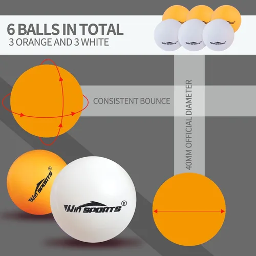 Miniatura 4 de WIn SPORTS Juego de palas de ping-pong, juego de raqueta profesional de tenis de mesa con 6 pelotas de ping pong, juego de 4 jugadores, juego