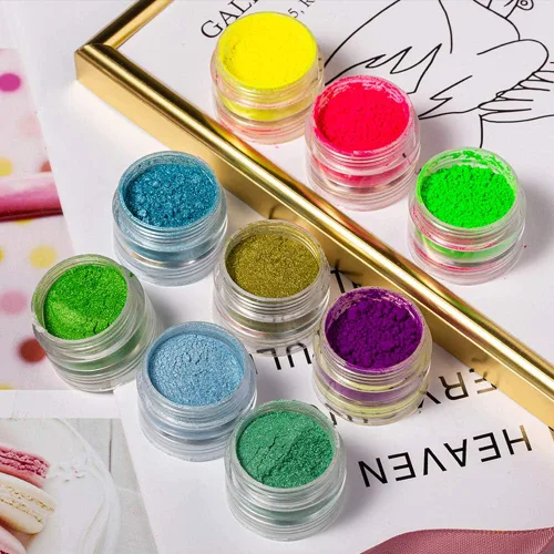 Miniatura 8 de DAGEDA Polvo de polvo de uñas de pigmento de 24 colores, purpurina iridiscente ultrafina y luminosa nacarada de alto brillo, polvo de halo de alto
