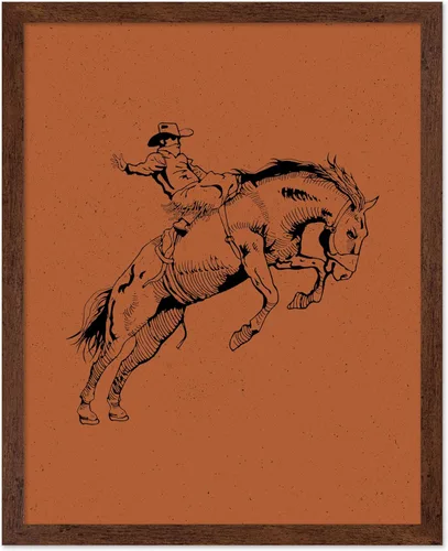 Miniatura 63 de Poster Master Póster de Rodeo marrón – Estampado retro de vaquero sobre caballo – Arte de vaquero – Arte occidental – Arte del salvaje oeste