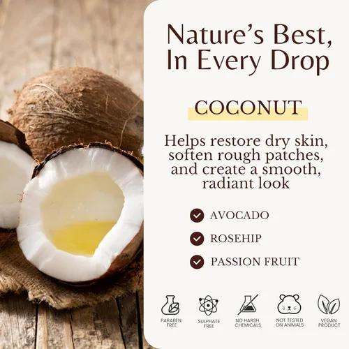 Miniatura 4 de Edenika Botanicals Aceite de masaje de coco tropical para terapia de masaje, aceite de masaje calmante con aceite de coco y maracuyá para relajación