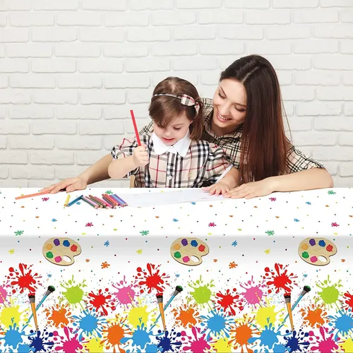Miniatura 6 de gisgfim 3 piezas de decoración de fiesta artística para fiestas, mantel de pintura artística, suministros de decoración de fiestas de arte