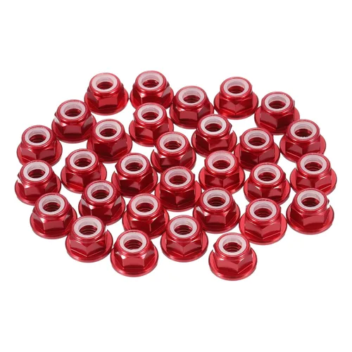 Miniatura 35 de MECCANIXITY 30 piezas de tuercas de bloqueo de aleación de aluminio M5 con paso de 0.8 mm, tuercas hexagonales con brida de nylon con rosca dentada