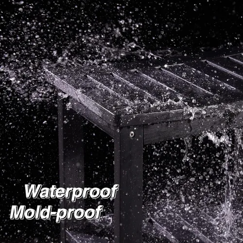 Miniatura 6 de Psilvam Banco de ducha impermeable de madera de polietileno de 21 pulgadas con estante de almacenamiento, taburete de ducha antideslizante, asiento