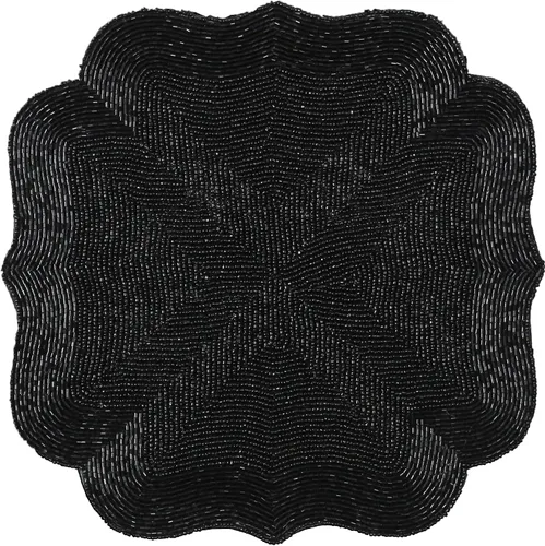 Miniatura 4 de Manteles individuales con cuentas para mesa de comedor, paquete de 2 manteles individuales redondos de Navidad con cuentas de 13 pulgadas