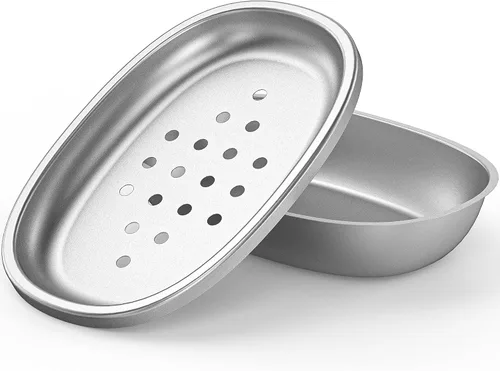Miniatura 9 de Jabonera de acero inoxidable, soporte grande de doble capa para jabón, jabonera de metal para baño, ducha, cocina y encimeras de fregadero