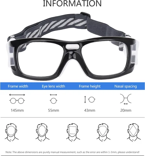 Miniatura 2 de SooGree Gafas deportivas para hombres y mujeres, gafas protectoras para béisbol, correr, deportes, ciclismo, gafas G8021 Marco Negro Almohadillas