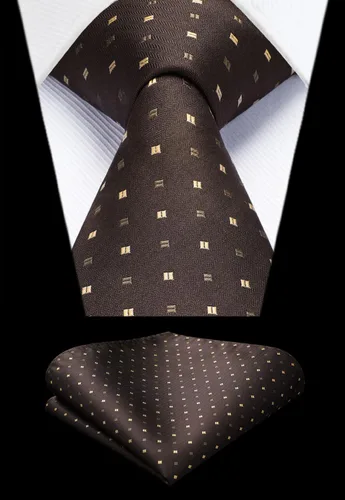 Miniatura 275 de HISDERN Conjunto de corbata a cuadros a cuadros pañuelo tejido clásico formal para hombre corbata y bolsillo cuadrado
