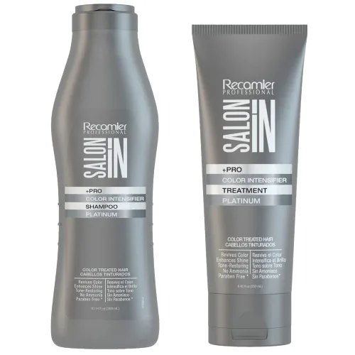 Salon In by Recamier | Pro Color Intensifier Hair Platinum Set - Champú (10.1 fl oz) y tratamiento (8.45 fl oz) | Para cabello teñido