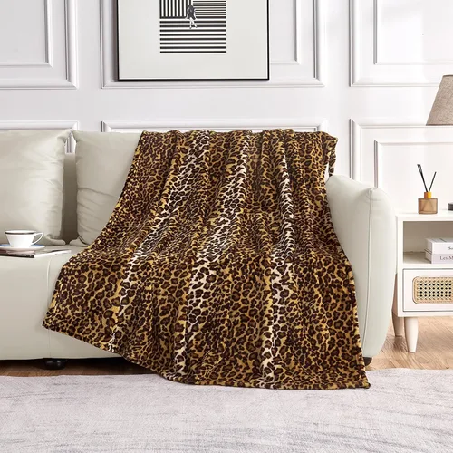 Miniatura 6 de Edenleaf Manta de Vellón con Estampado de Leopardo para Cama, Sofá, Viajes y Campamento, Súper Suave, Acogedora y Mullida de Felpa con Estampado