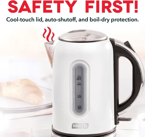 Miniatura 2 de Dash Rapid Kettle - Hervidor eléctrico de 1.7 L para agua hirviendo, hervir rápido de 1500 W, apagado automático, tapa de apertura suave, mango