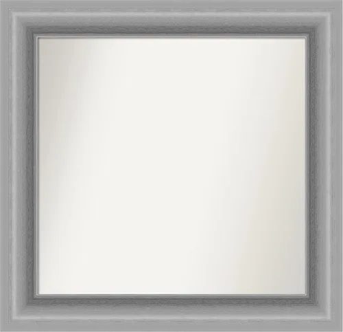 Miniatura 38 de Amanti Art Espejo de baño plateado para sobre fregadero, 26 x 26 pulgadas, espejo cuadrado de níquel pulido, marco de madera tradicional mediano, se