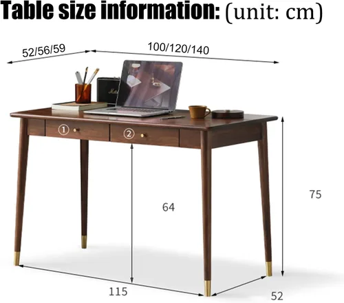 Miniatura 3 de Escritorio de oficina moderno y simple de madera maciza, mesa de computadora de nogal, sala de estar para el hogar, dormitorio, estudio, escritorio