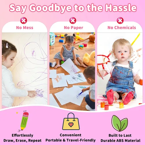 Miniatura 5 de Tablero magnético de juguetes para niños pequeños, tablero de dibujo magnético para niños pequeños, grabado de tamaño de viaje, escritura, pintura