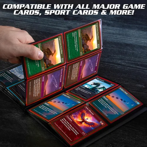 Miniatura 5 de Monster - Carpeta para tarjetas coleccionables de 4 bolsillos, álbum Holofoil negro, protección TCG antirrobo y anticaídas con bolsillos laterales
