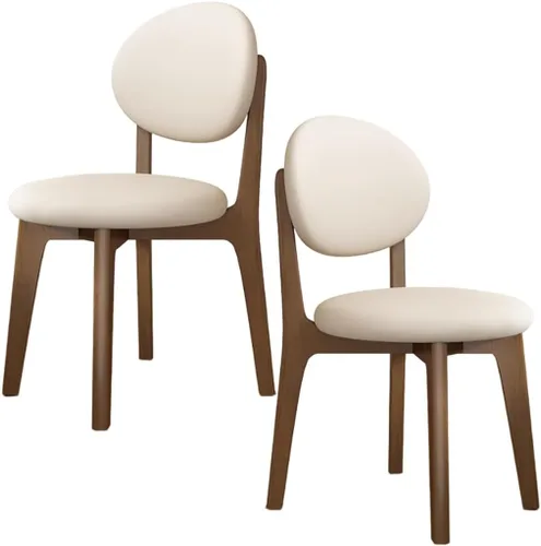 Miniatura 60 de YVYKFZD Juego de sillas de comedor, sillas de cocina de madera maciza, silla de comedor de granja con respaldo curvo, silla tapizada de cuero