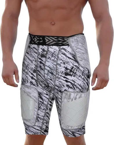Miniatura 10 de Exxact Sports Gladiator - Faja de fútbol para adultos de 5 almohadillas para hombres con cadera, muslos, almohadillas para coxis, pantalones cortos