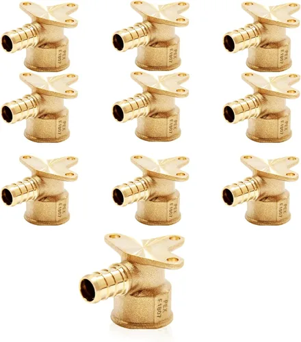 Miniatura 17 de Paquete de 5 accesorios PEX, adaptador de codo de oreja NPT roscado hembra Pex de 1/2 pulgadas x 1/2 pulgadas, accesorios de engarce de latón