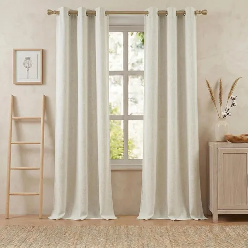 Miniatura 19 de Anpark Cortinas 100% opacas para dormitorio, cortina opaca de lino estilo granja de 84 pulgadas de largo, juego de 2 paneles, cortinas de ventana