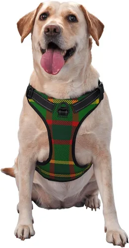 Miniatura 9 de Arnés para perro sin tirones, Royal Stewart Tartán clásico rojo escocés a cuadros ajustable reflectante transpirable Oxford chaleco suave para Royal