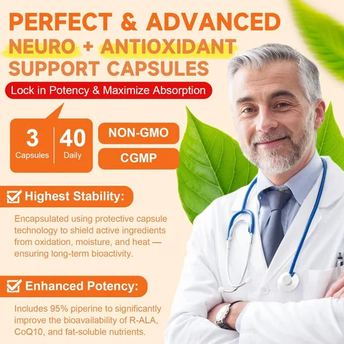 Miniatura 6 de Totaria Ácido R Alfa Lipoico 600mg - Suplemento de ALA Estabilizado para Soporte de Neuropatía, Salud de los Nervios, Sistema Nervioso