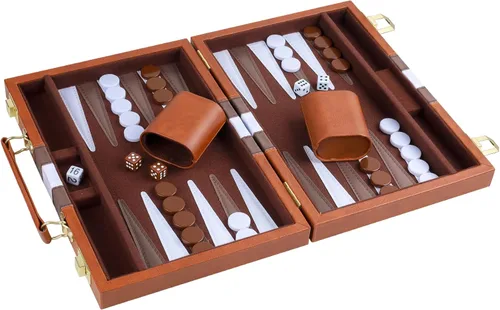 Miniatura 6 de Backgammon - Juego de 2 jugadores clásico de backgammon para adultos, juego de mesa con funda de piel sintética, portátil y juego de backgammon