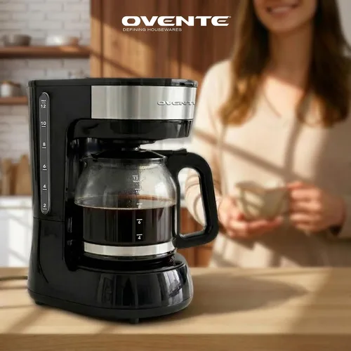 Miniatura 6 de OVENTE Cafetera de goteo de 12 tazas con jarra de vidrio de borosilicato, máquina de operación táctil única, sistema antigoteo, filtro reutilizable