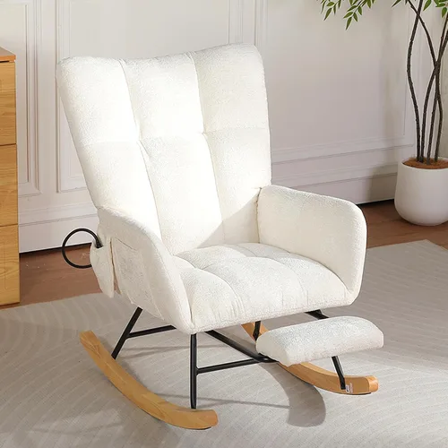 Miniatura 16 de Sillas Mecedoras - Mecedora para habitación del bebé con bolsa de aire, silla mecedora de lectura para interiores, acogedoras sillas mecedoras
