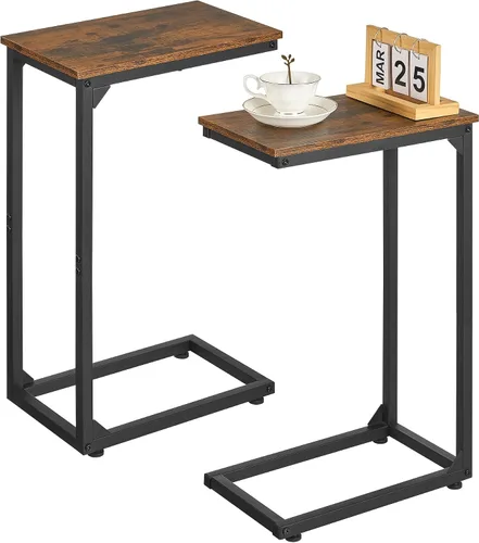 Miniatura 9 de DALEMHOME Mesa auxiliar en forma de C, mesa de sofá que se desliza por debajo, mesa auxiliar pequeña para sofá, sofá y cama, bandejas de TV juego