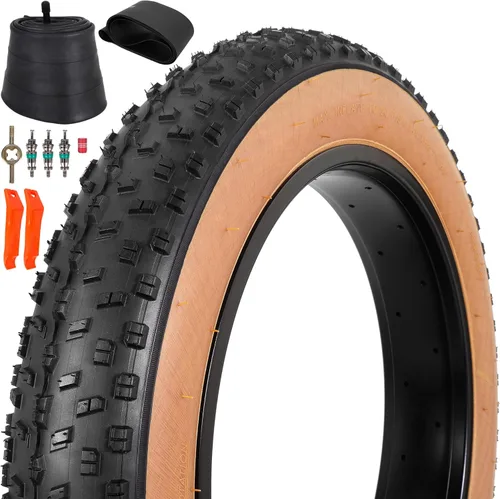 Set of 20x4.0 Fat Tire and Tube, Puncture Resistant Folding Bike Tire Set 102-406 Compatible with E-Bike Mountain Bike MTB Bicycle All-Terrain