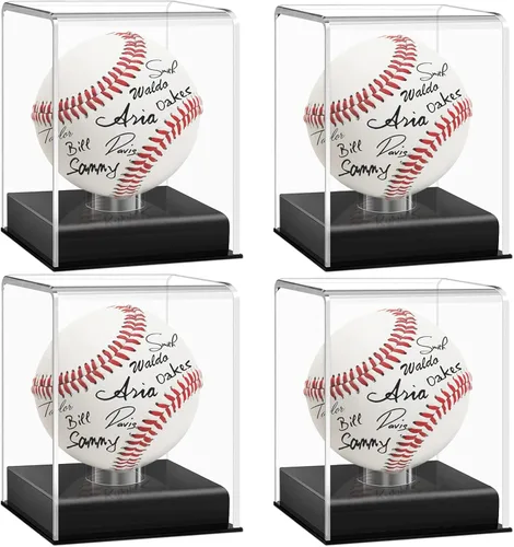 Estuche de exhibición de béisbol, cubo acrílico con protección UV, estuche transparente para recuerdos y pelotas autografiadas (4 unidades)